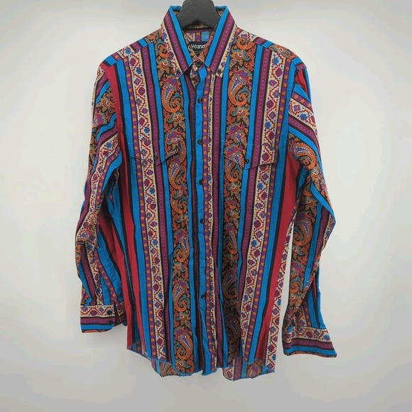 Wrangler Other - VTG Wrangler Aztec Southwest Geometric Long Sleeve Western‎ USA 15-33 Tail READ